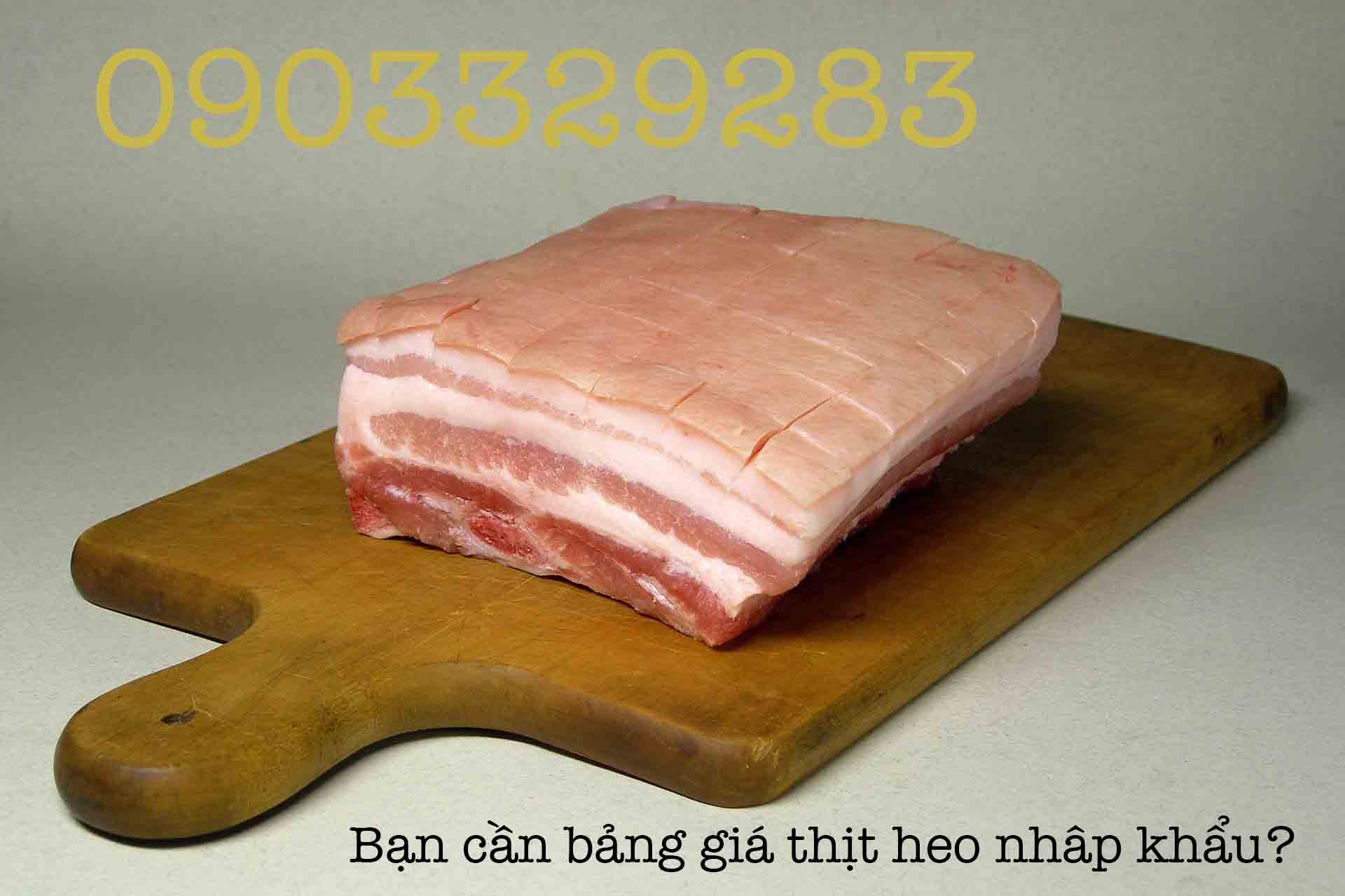 Bảng giá thịt heo đông lạnh